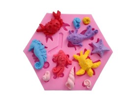 Molde silicona 12 animales marinos